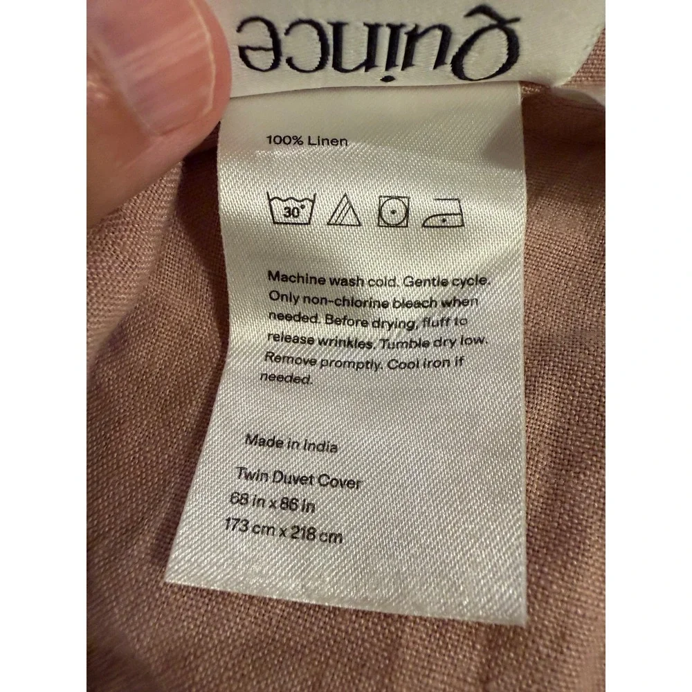 Quince European Linen Twin Duvet Cover and 1 Sham Dusty Mauve Pink Bedding NWOT